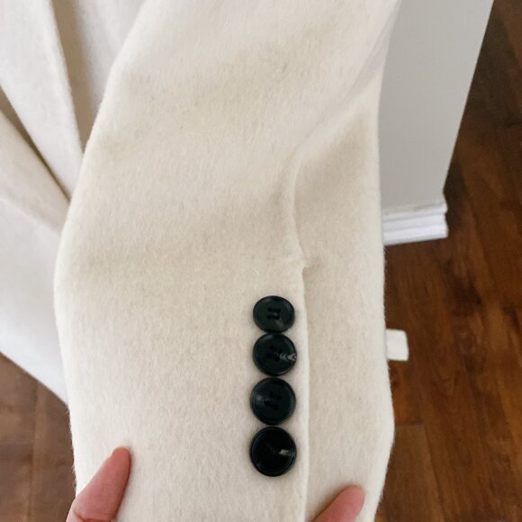 NWT White Premium Wool Blend Classic Belted Long Winter Wrap Coat - Picture 7 of 9